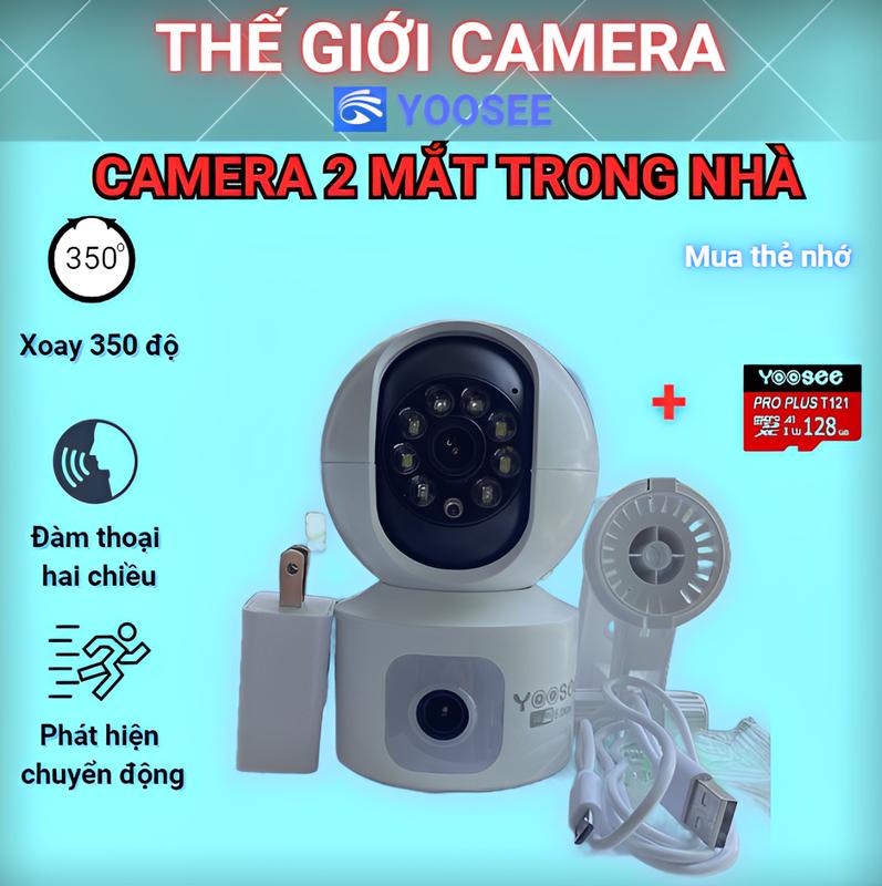  CAMERA YOOSEE 2 MẮT TRONG NHÀ FHD - XEM 2 KHUNG HÌNH CÙNG LÚC - 1 MẮT CỐ ĐỊNH 1 MẮT XOAY 350 ĐỘ - ĐÀM THOẠI 2 CHIỀU - BÁO ĐỘNG CHỐNG TRỘM - HÌNH ẢNH RÕ NÉT 