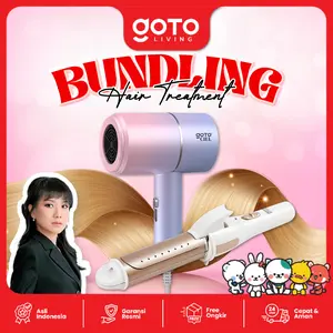 [COD] Goto Living x Mak San Bundling Hair Dryer Lipat + Catokan Rambut Lurus Keriting 2in1