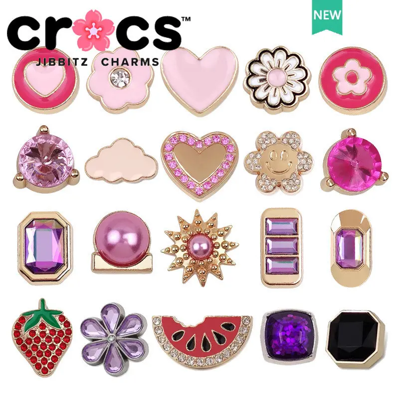 Jibbitz cross charm Pink Girl Diamond Metal Shoes Flower Accessories Shoes Accessories charms button