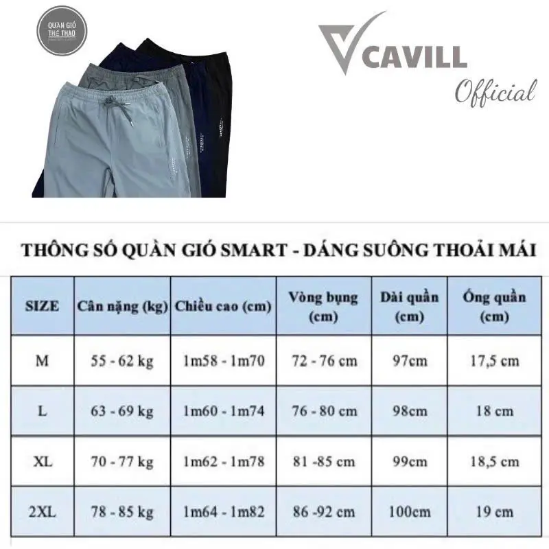 (NAM) Quần gió 4 mùa cao cấp CAVILL, Co giãn, Nhẹ mềm, Cản gió chống bụi, Dáng thể thao, ống suông, 4 màu trung tính 8