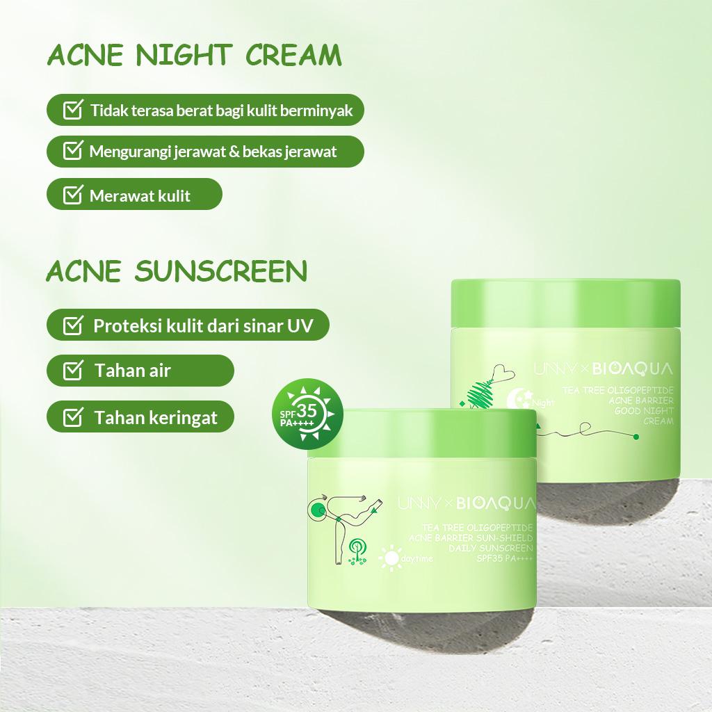【Milk Brightening Set】BIOAQUA Milk Glowing  Facial   Skinacre Paket / Tea Tree Oligopeptide Acne Barrier Skincare kit Soothing Hydrating Face Wash  Cleanser +Toner +Sunscreen + Night Cream 【BPOM】