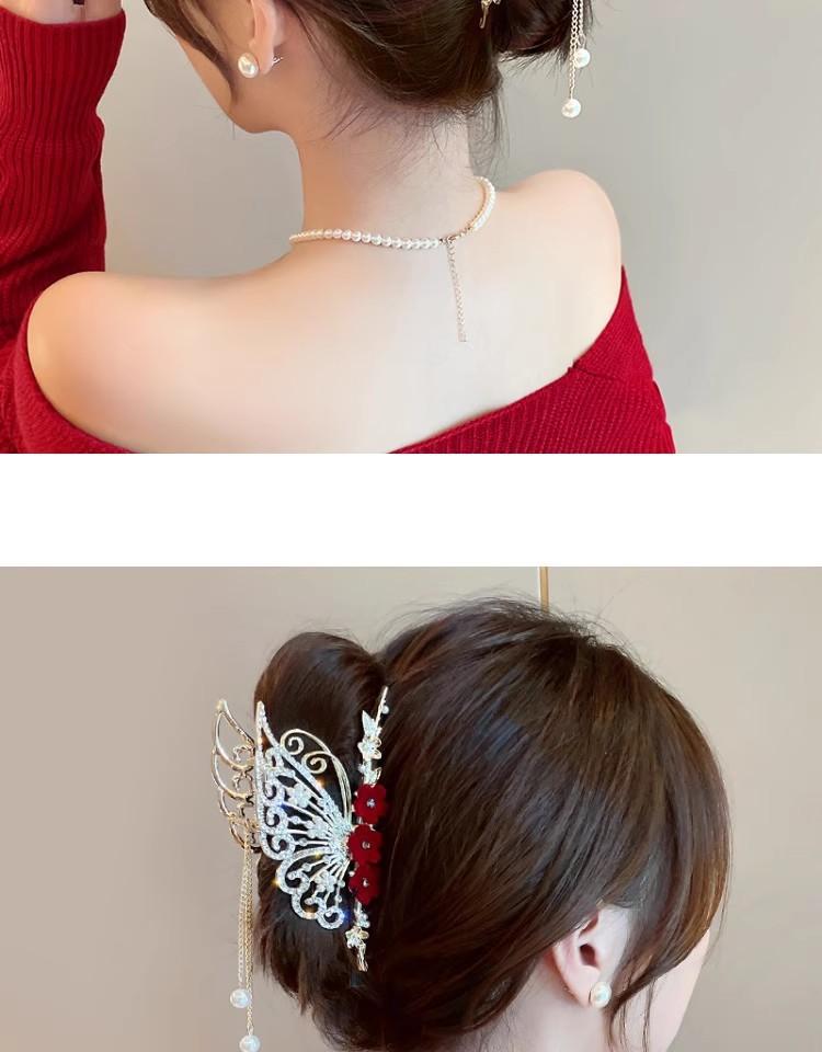 Product Introduction of Kẹp Tóc Càng Cua Tua Rua Hình Bướm Sau Đầu Màu Đỏ Thời Trang Tinh Tế Cho Nữ, Phụ Kiện Tóc Người Nổi Tiếng Trên Internet Cao Cấp, Kẹp Cá Mập Mới, Kẹp Tóc Thiết Kế Độc Đáo Kẹp Tóc Kim Loại, Năm Mới, Phụ Kiện Thời Trang kẹp  nơ 2