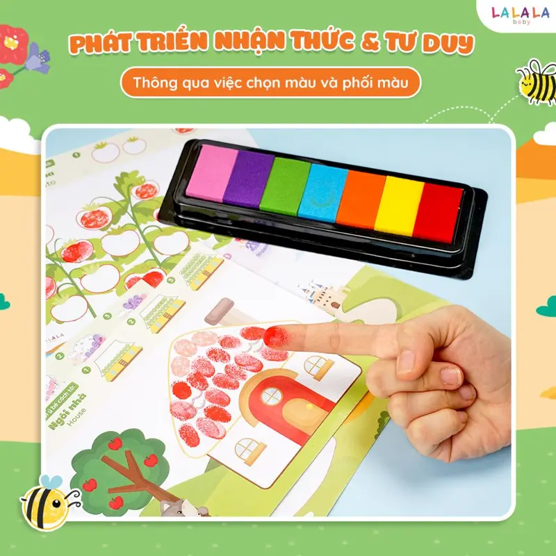 Bộ Tranh Tô Màu Vân Tay Cho Bé - Vân Tay Diệu Kỳ Finger Painting Kèm Màu Vân Tay - Lalala Baby 6