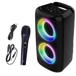 ポータブルワイヤレススピーカー、有線マイク付き、充電式カラオケマシン（LEDライト搭載）、DJ／PAシステム、TFカード対応、AUX・Bluetooth 5.3、REC、TWS、注目商品