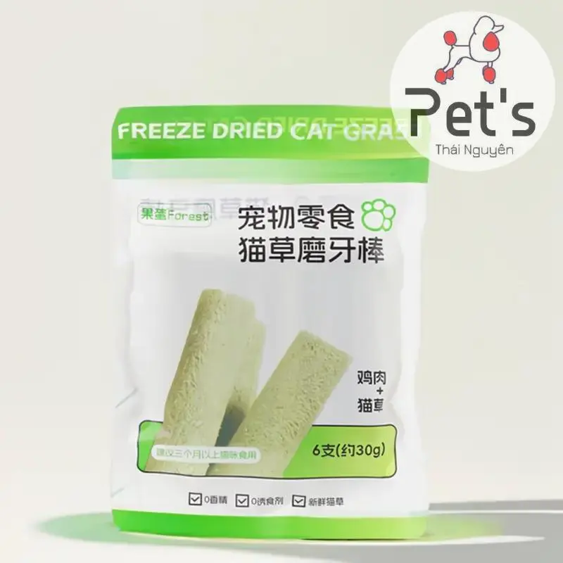 CATNIP - Que cỏ mèo, Thanh cỏ mèo, cỏ mèo vị thịt gà, Làm Sạch Răng Và Tiêu Búi Lông cho Mèo 1 gói 6 thanh 30g 2