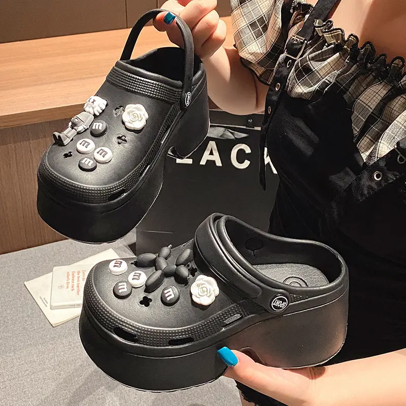 Dép Sandal Nữ Đế Cao 7cm Đính Kèm Sticker Dễ Thương - Depnuhottrend 2023 - DéP, Shoes 6