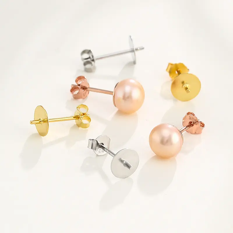 S925 Silver Ear Studs Ear Stud Accessories Homemade Silver Ear Studs Stud Earrings Flat Head with Pin Stud Earrings DIY Ear Studs Empty Holder Material