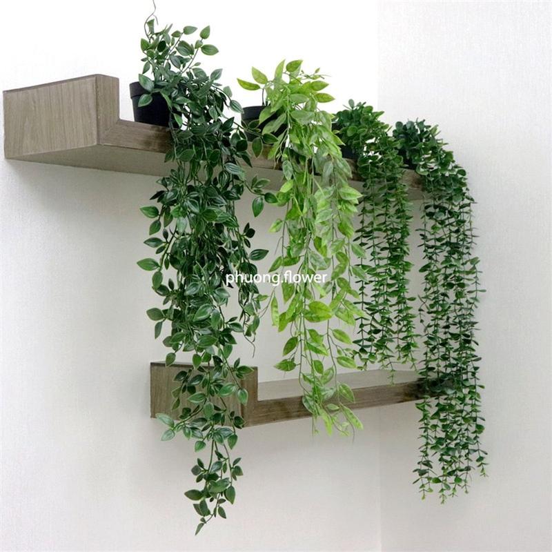 Cây rủ lá nhựa giả kèm chậu mô phỏng cúc tần cây cỏ vảy ốc lá cây xanh dây leo…