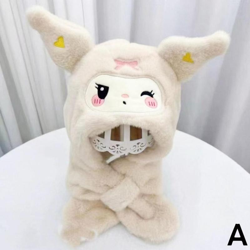 Product Introduction of Mũ Trẻ Em Kuromi, Thiết Kế Hoạt Hình Dễ Thương, Bộ Lông Cừu Ấm Áp, Mũ Ngoài Trời, Mảnh Khăn Quàng Cổ, Mới Mùa Đông, N2L3 15