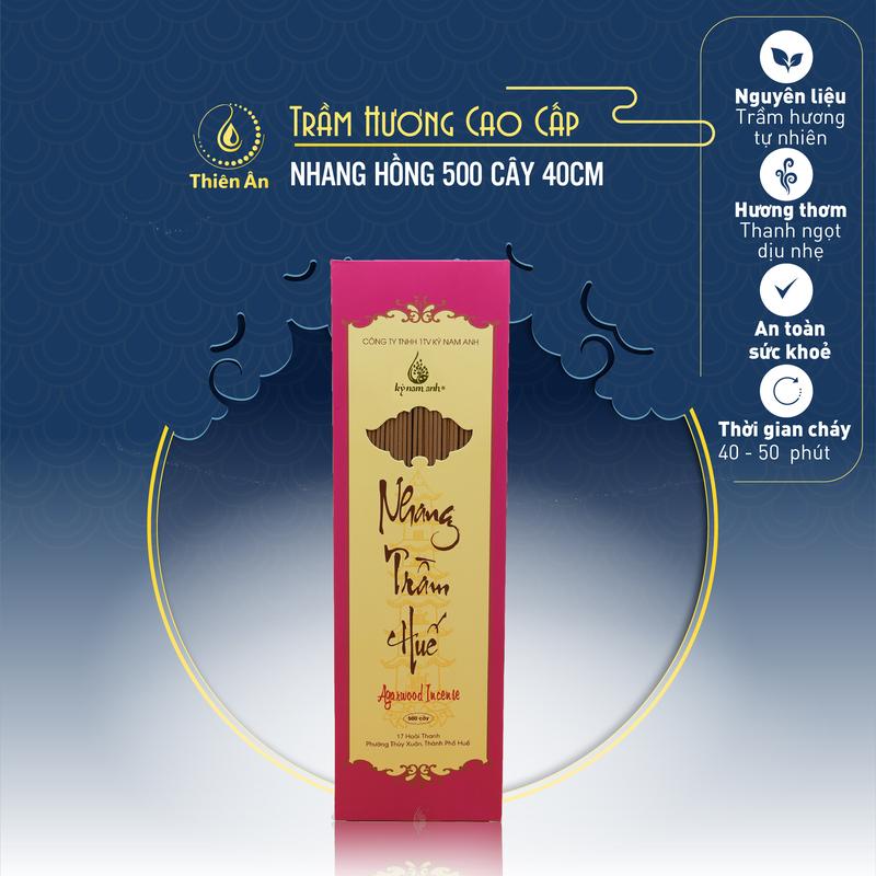 Nhang trầm Hồng Ngọc Kỳ Nam Anh - Hộp 500 cây - 40cm - Loại phổ thông Dầu Thơm Phòng Nước Hoa