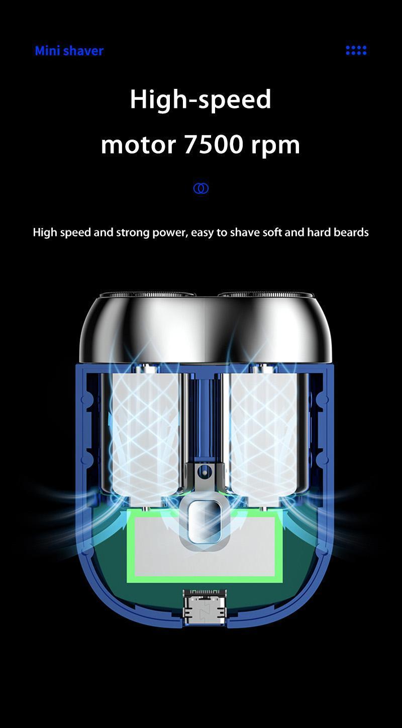 Product Introduction of Those Mini Shaver On-the-Go, Portable Alloy Electric Shaver for Men, Cordless Travel Shaver, Dry Shaver, USB Rechargeable Electric Razor, Ipx7 Waterproof, Easy Cleaning, Battery Indicator Facial Silky 23