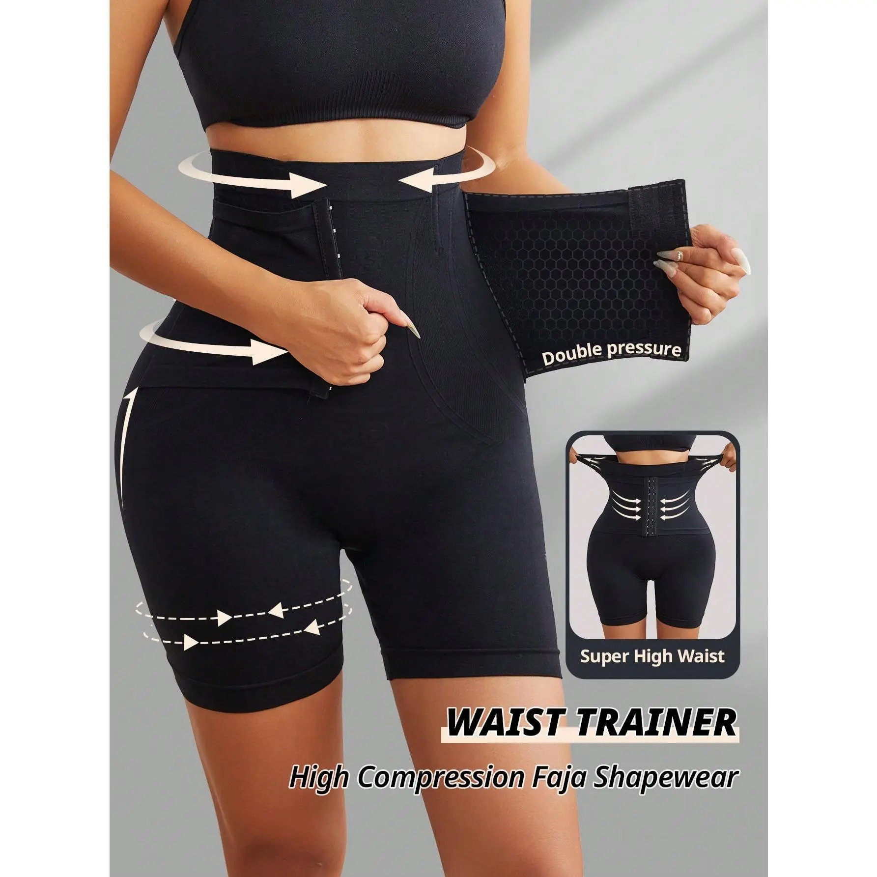 Women Seamless High   Trainer Shorts Faja Girdle Shapewear Hook-And-Eyes Closure Body Shaper Panties  Cincher Thighs Control Underwear waist