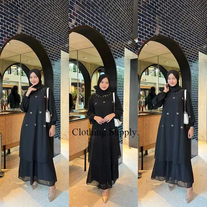 GAMIS MALAYSIA CERUTY FAYZA PAYET DRESS KONDANGAN DRESS PESTA DRESS MALAY TERBARU Muslim Wanita Dewasa Lebaran 6
