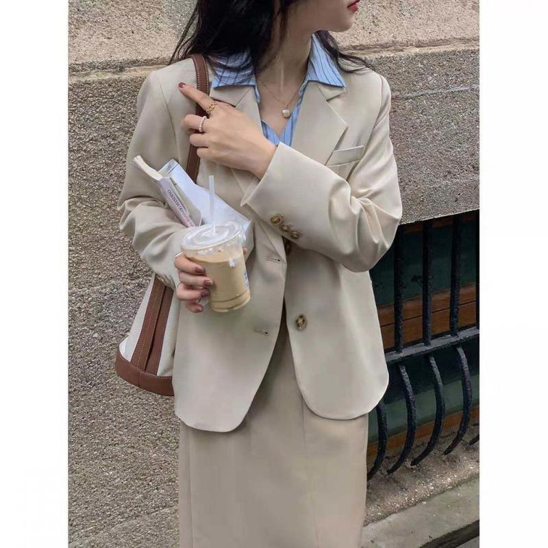 Product Introduction of 2025 Spring and Autumn Small Blazer Jacket for Women Casual Versatile British Style Gray Short Ins Suit Petite Top 10
