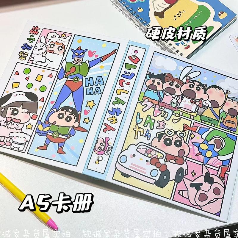 Sách Thẻ Bìa Cứng Binder, A5 Kích Thước, Bút Chì Màu Shin-chan Phong Cách Ins Độc Đáo Cùng Phong Cách Xiaohongshu, Giá Trị Cao, Thiết Yếu Cho Học Sinh 2