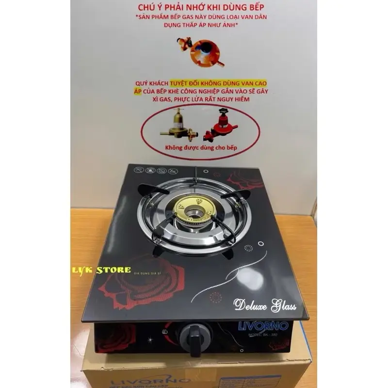 Bếp gas đơn kính chén nhôm LIVORNO - Tiết kiệm Gas - BK380N