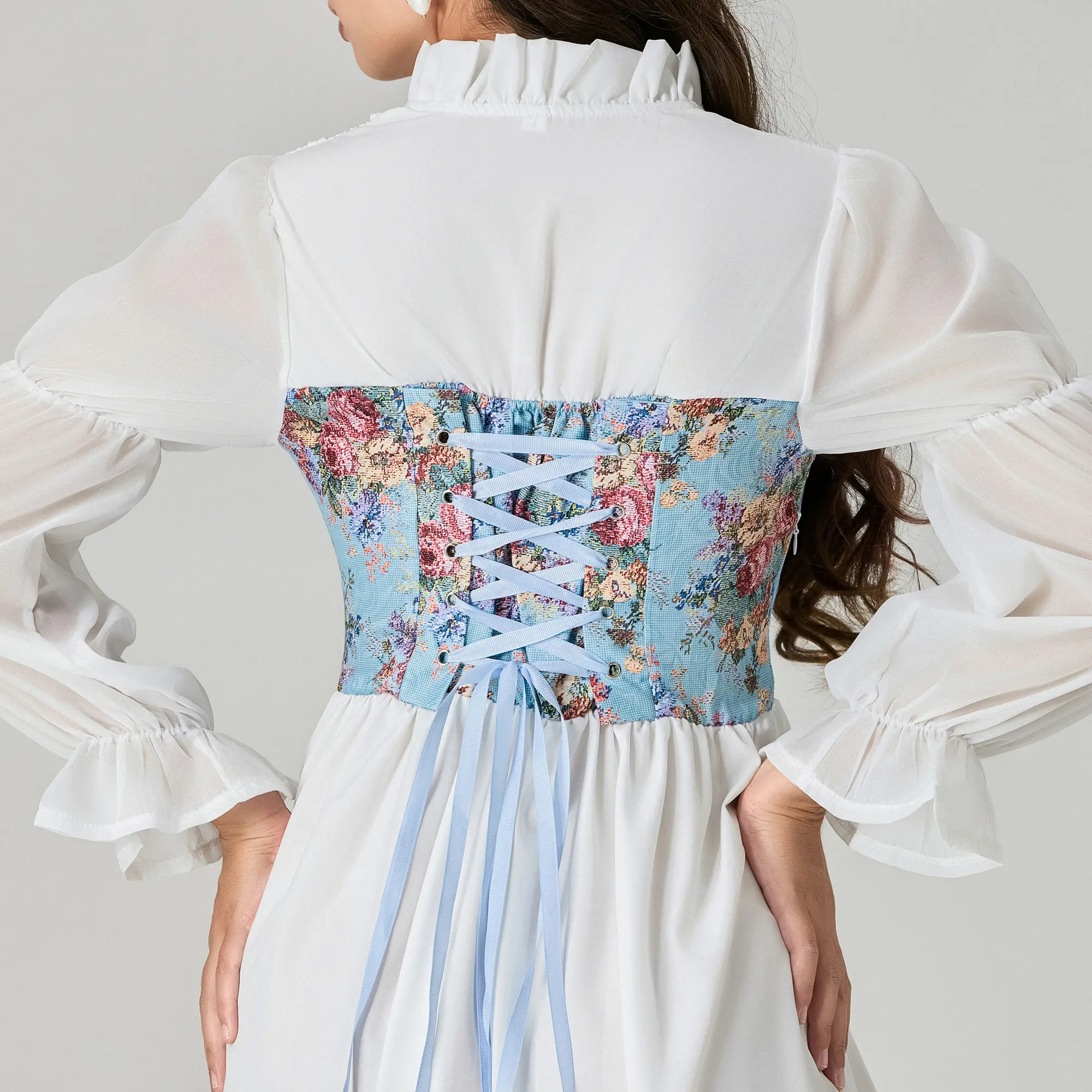 Women Corset Dress Ruffled Ruched Lacing Flowy Medieval Victorian  Renaissance Halloween Gothic Fairy Costume Womenswear Accessory Clothing  Floral - TikTok Shop Philippines