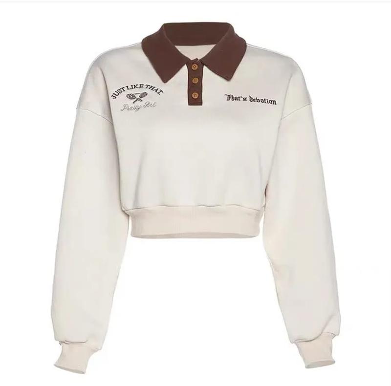 JUST LIKE THAT SWEATER CROOPE - SWEATER CROP WANITA KERAH KANCING baju bandung Fit Fleece 0