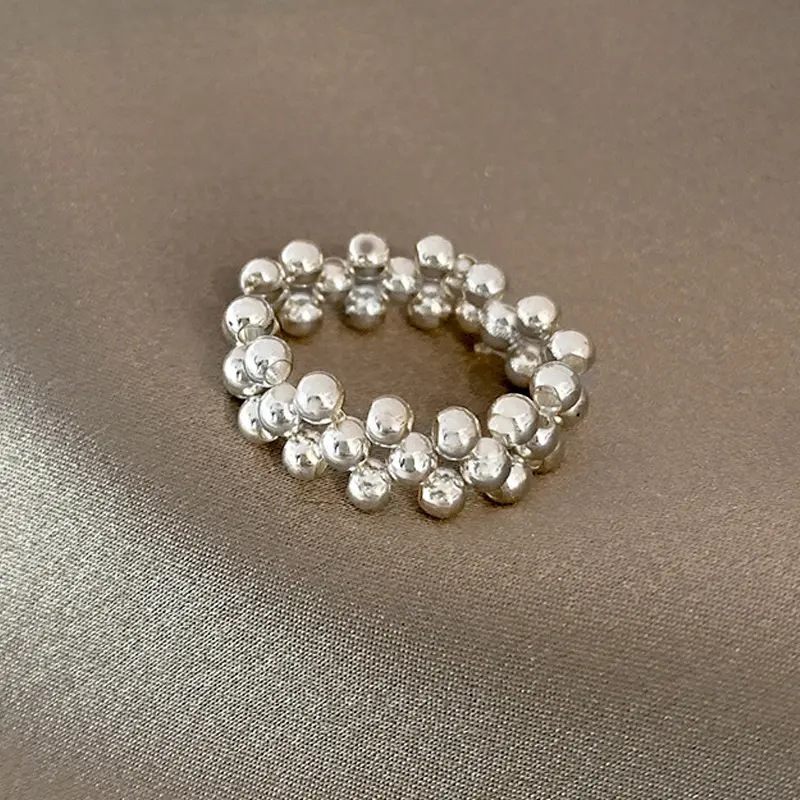 Round Bead Splicing Ring Fashionable Design Sense Personality Temperament Internet Celebrity Student Creative Small Bead Index Finger Ring