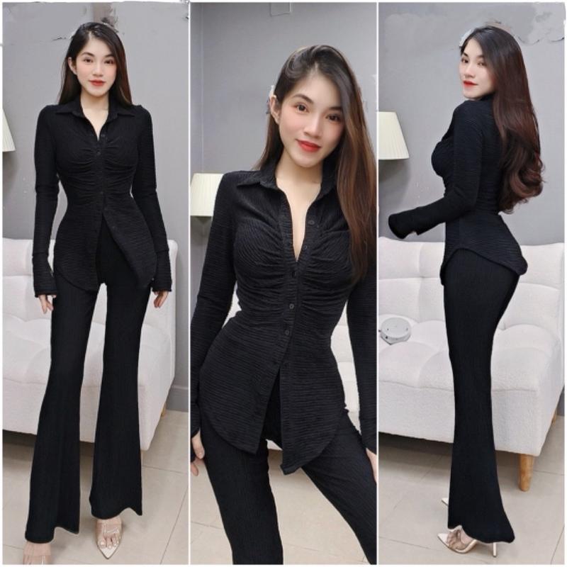 D20 - Set Bộ Áo Sơ Mi Quần Ống Loe Dễ Mang Mai Bùi Store Top 7