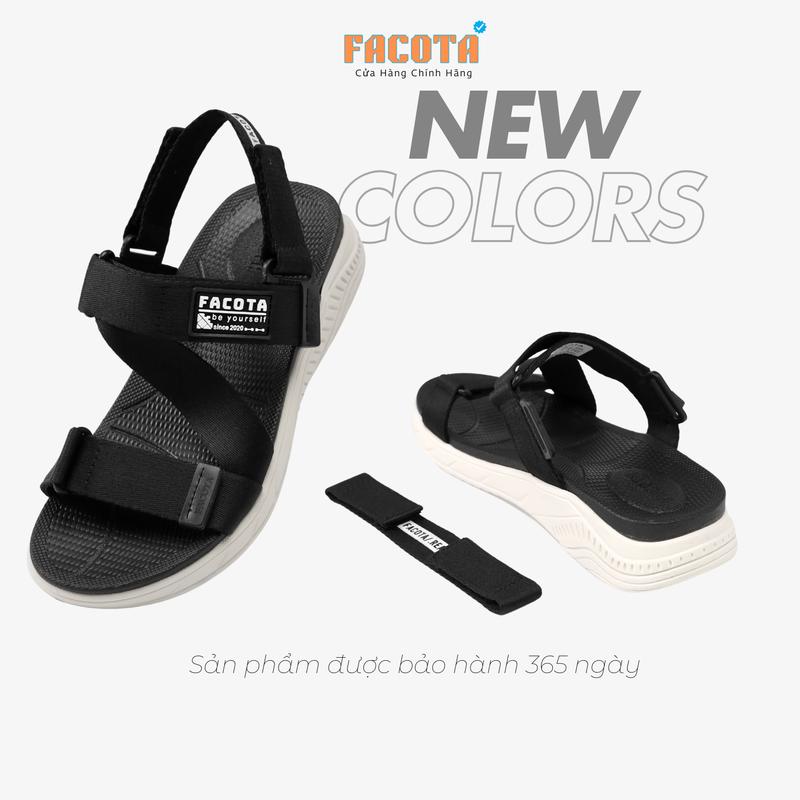 Giày Sandal Nam Nữ Quai Chéo Đi Học FACOTA CH02 Đế Cao 4cm Siêu Nhẹ Êm Bền