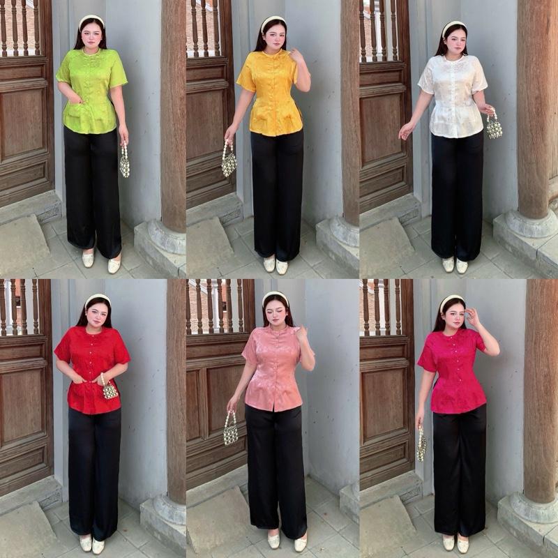 Bộ bà ba tay ngắn quần quần đen 60-90kg QUỲNH NHƯ BIGSIZE L XL XXL