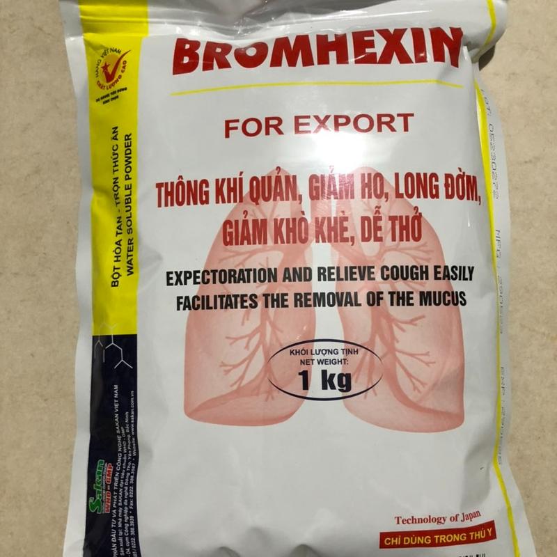 Thuốc thú y, Bromhexine/ Bromhexin/ Brom (1kg-Sakan) giảm ho, long đờm dùng cho chó, mèo, gia súc, gia cầm