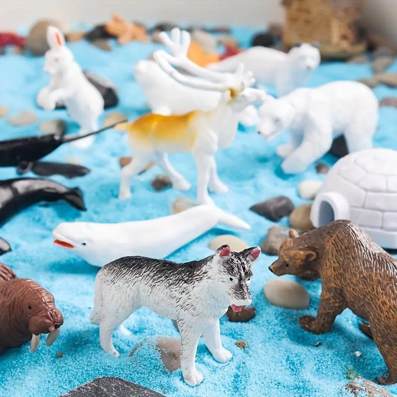 Mini Polar Animal Model, 23pcs/set Simulation Wild Animal Model Toys, Creative Home Desktop Ornaments for Birthday Gifts 4