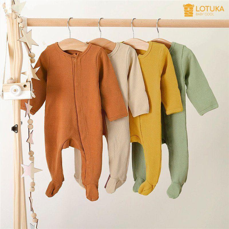 Bộ quần áo dài tay len tăm liền tất cho bé trai và bé gái thu đông từ 3-12kg Jumpsuit Voi