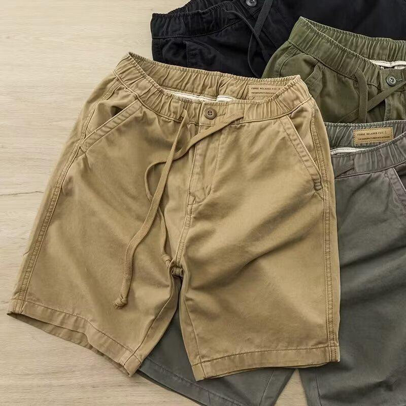 Product Introduction of M-8XL Japanese Basic Cargo Shorts Men Simple Casual Loose Straight Leg Plus Size Short Pants 5