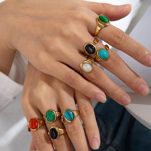 Cincin Keluli Tahan Karat, Gaya Retro, Keluli Titanium, Bersalut Emas 18K, Gaya Ins, Reka Bentuk Mudah, Gred Tinggi, Terbuka Boleh Laras, Untuk Wanita Jewelry Rings lustful  jewelry