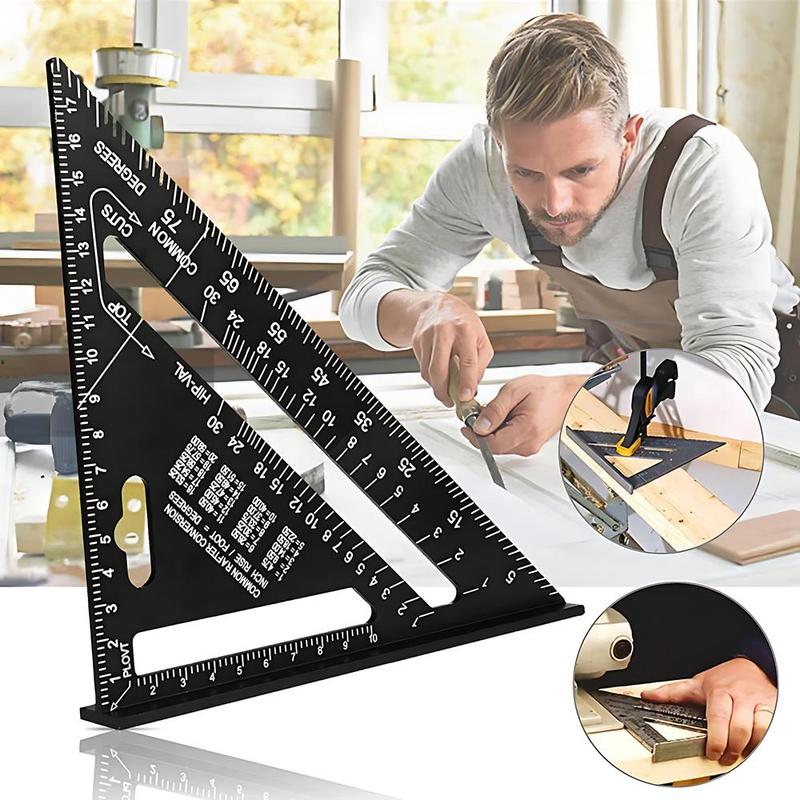 7 Inch Aluminum Alloy Triangle Ruler, Multifunctional Triangle Tool, Precise Angle Measuring Tool, Woodworking & Drawing Tool 4