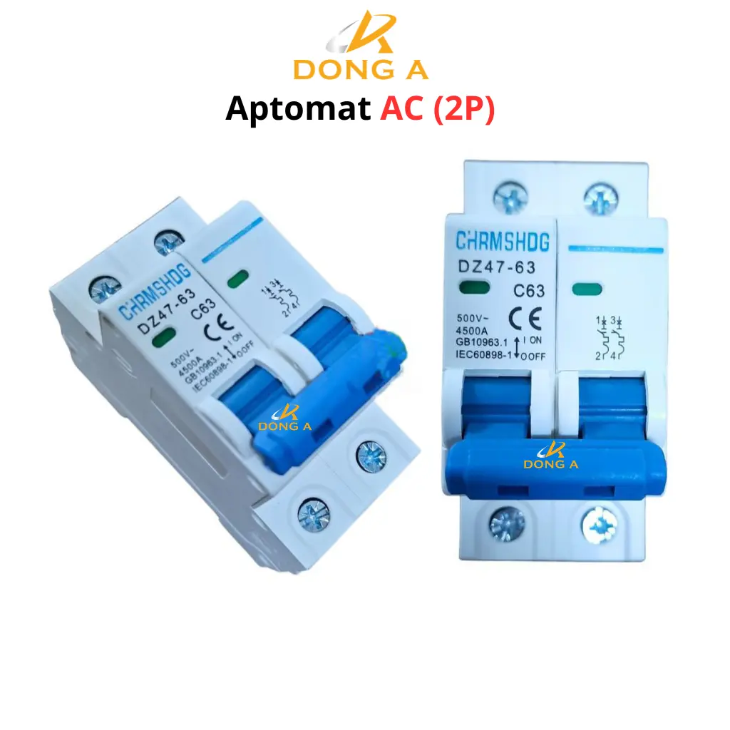 Aptomat AC MCB 2 Pha NXB-63 Chrmshdg 16A , 32A, 40A , 63A (Hàng chính hãng) xanh_DA