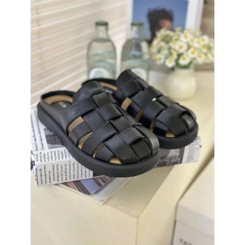 Product Introduction of Slippers Women Summer Shoes Pantofle Cover Toe Slides Loafers Fashion Low Female Mule 2025 Mules Rubber Rome Hoof Heels F 11