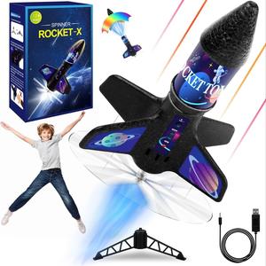 電動ロケットランチャーおもちゃ、モーター付きエアロケット、およそ164フィートまでロケットを打ち上げる、屋外用の楽しいおもちゃ、子供向けセルフランチングロケットおもちゃ