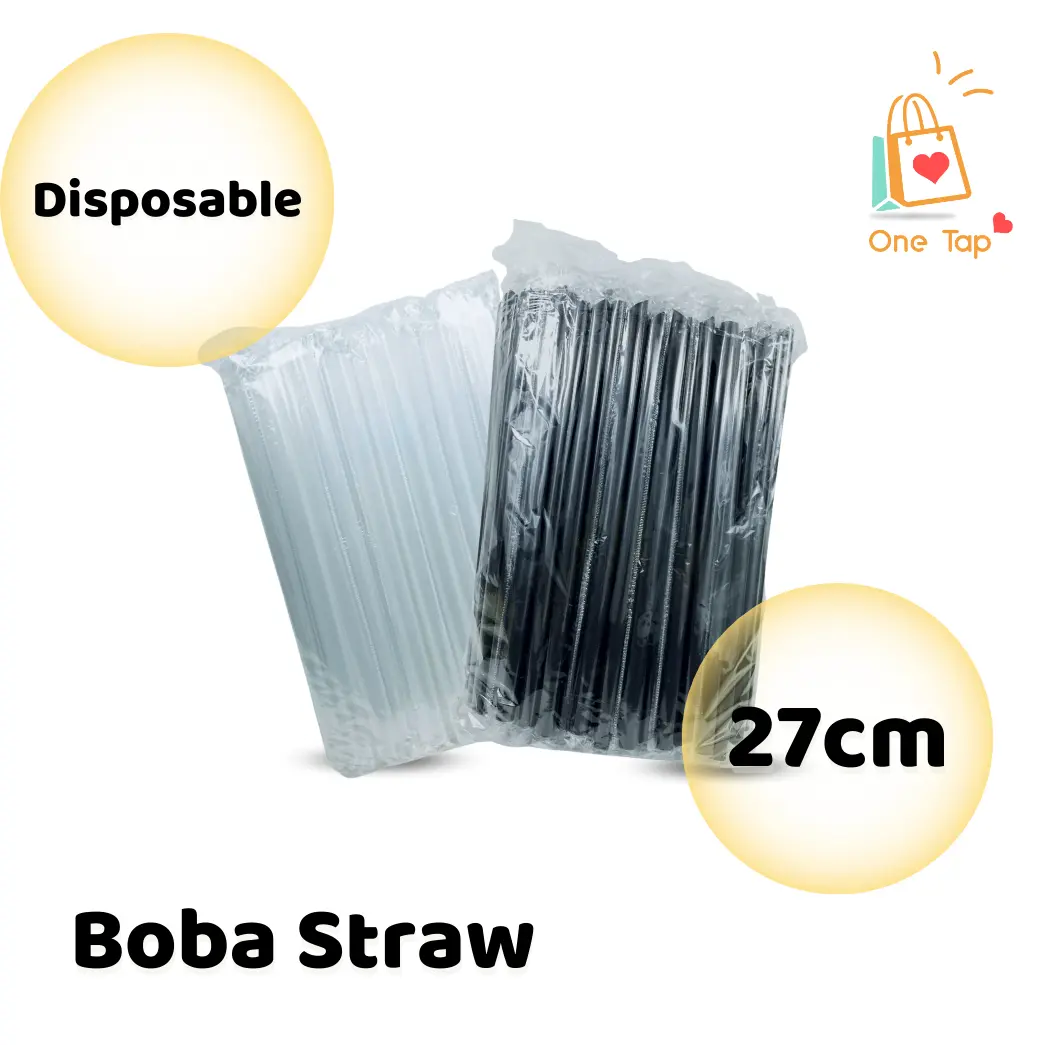 Boba Straw Individual Wrapped 27 CM (100 pcs) Milktea Straw / Sago Straw/ Pearl Straw/ 1L straw 27cm