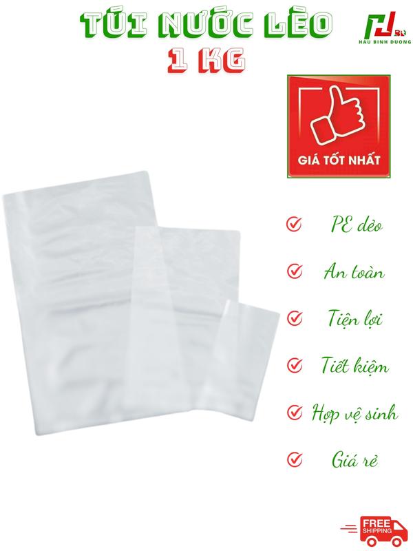 1kg Túi nilon PE đựng nước lèo, Túi nilong trong suốt đựng nước lẩu