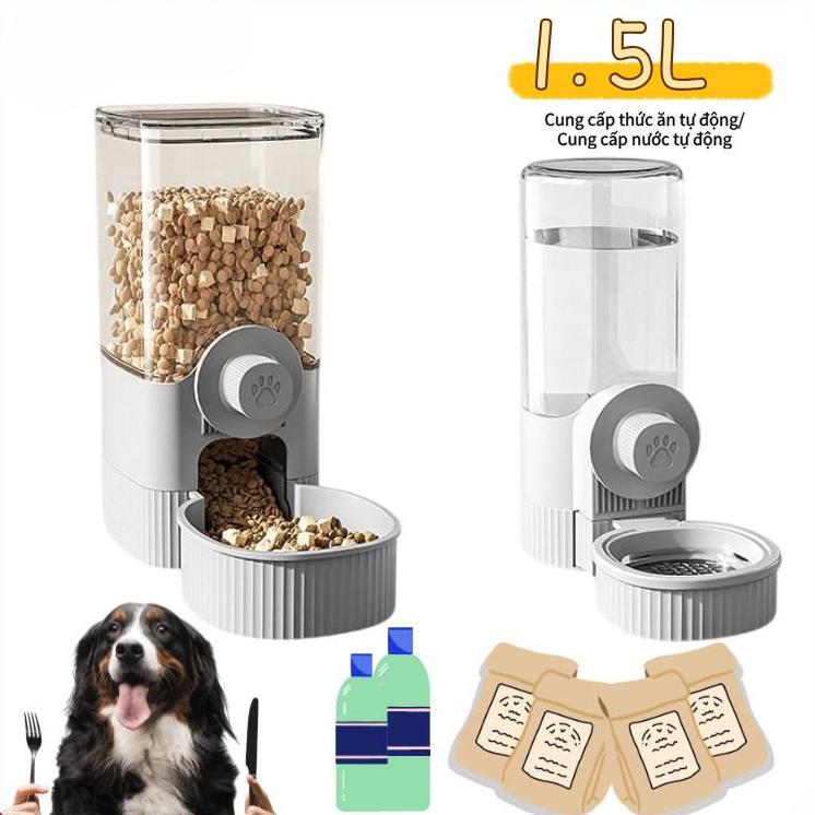 Bát ăn cho chó mèo,Bình nước gắn chuồng bình thức ăn treo lồng để sàn tự động đa năng cho chó mèo,tự động thêm thức ăn nước uống cho thú cưng pet