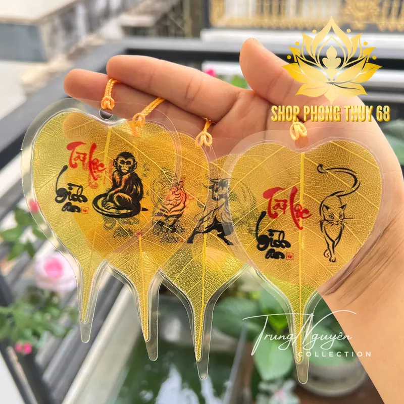 Lá Bồ Đề Chữ Thư Pháp 12 Con Giáp Theo Tuổi Để Ôp Lưng Điện Thoại, Treo Xe. Bỏ Ví Bóp 3