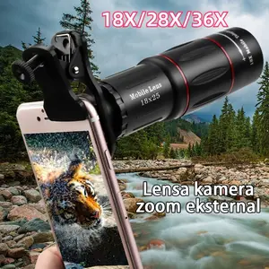 【COD】Apexel 36X Lensa Kamera Zoom Cam Lensa Tele Telezoom Lens Kamera Persediaan Konser Tele Zoom Lens Universal 18X25 Handphone HD Zoom Optik Dengan Tripod pixel  18x25mm lensa  telephoto Telepon