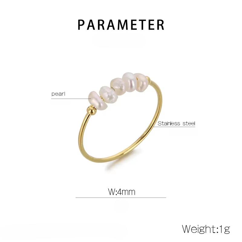 Product Introduction of Natural Freshwater Pearls Gold Color Stainless Steel Waterproof Thin Index Finger Ring for Women PVD Plated Charm Jewelry 0