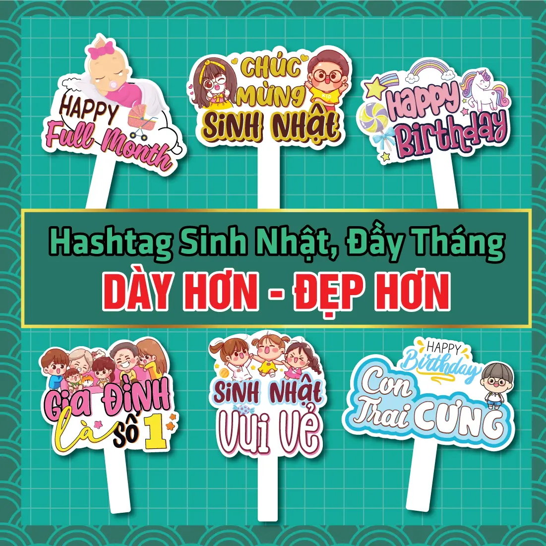 [Hashtag Sinh Nhật, Đầy Tháng ] [ Mua 5 Tặng 1, Mua 10 Tặng 2] Hashtag Cầm Tay Chụp Ảnh Sinh Nhật,Đầy Tháng...Tuyển Tập Những Mẫu Hot.