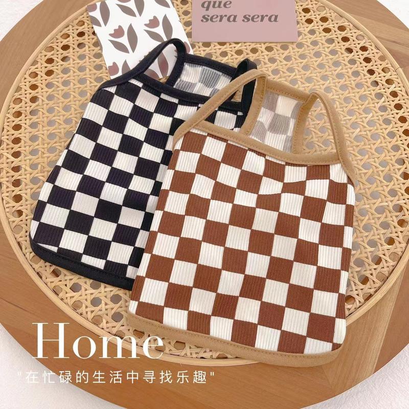 Product Introduction of baju raya kucing real dog shoes bajulebarankucingcore cat gogglesPet Clothes for Dogs and Cats Spring Summer Checkered Home Strap Vest Teddy Bichon Sun Protection Breathable Cool Shirt 1