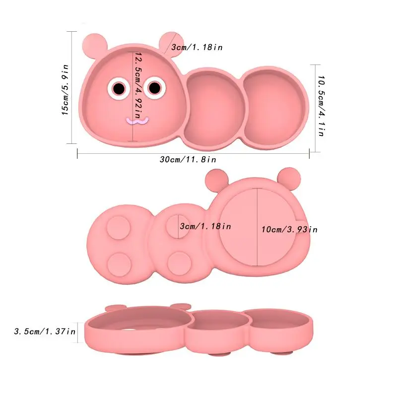 Cute Cartoon Design Silicone Suction Bowl, Baby Feeding Training Bowl, Suction Cup Feeding Training Bowl for Baby Boys and Girls 1