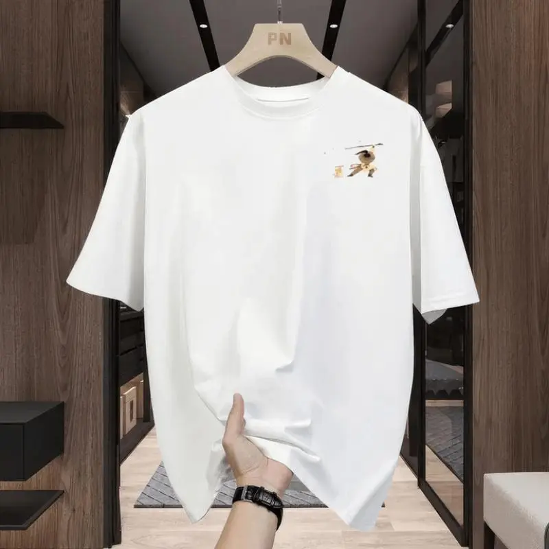 NEW Fashion Small Label Dicetak DIY Short Sleeve T-shirt Trendy Style 200g Heavy Cotton Men's and Women's Short Sleeve Fashion Essential Cartoon Animation T-shirt Bulat Combed Fit Kaos 6