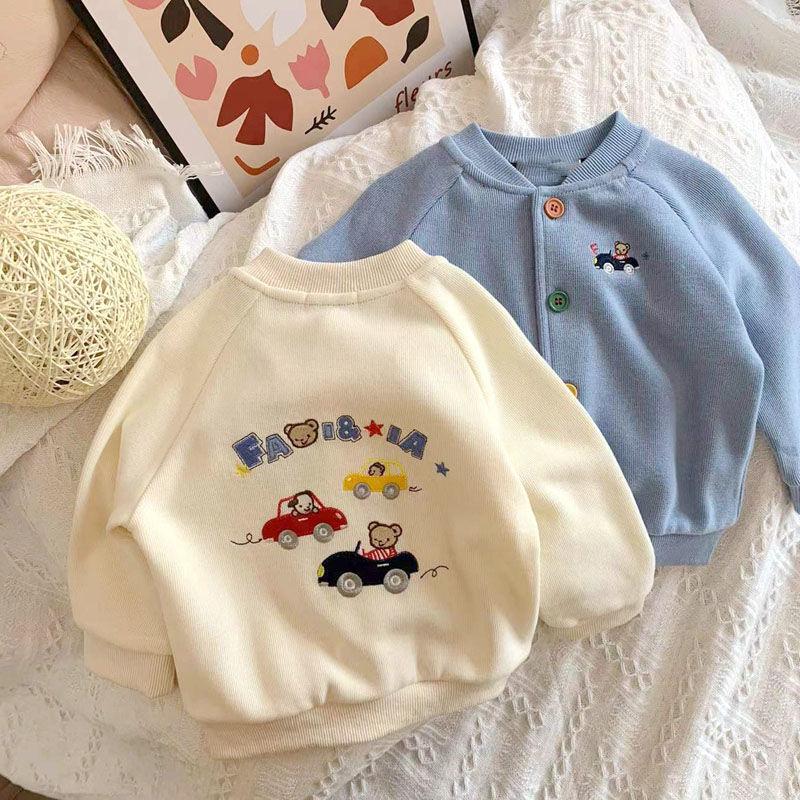 Product Introduction of Kot Musim Bunga, Rekaan Beruang Kartun Budak Lelaki, Sulaman Kereta, Kardigan Berkait, untuk Bayi dan Kanak-kanak, Ketibaan Baru dari Miki Jepun 21