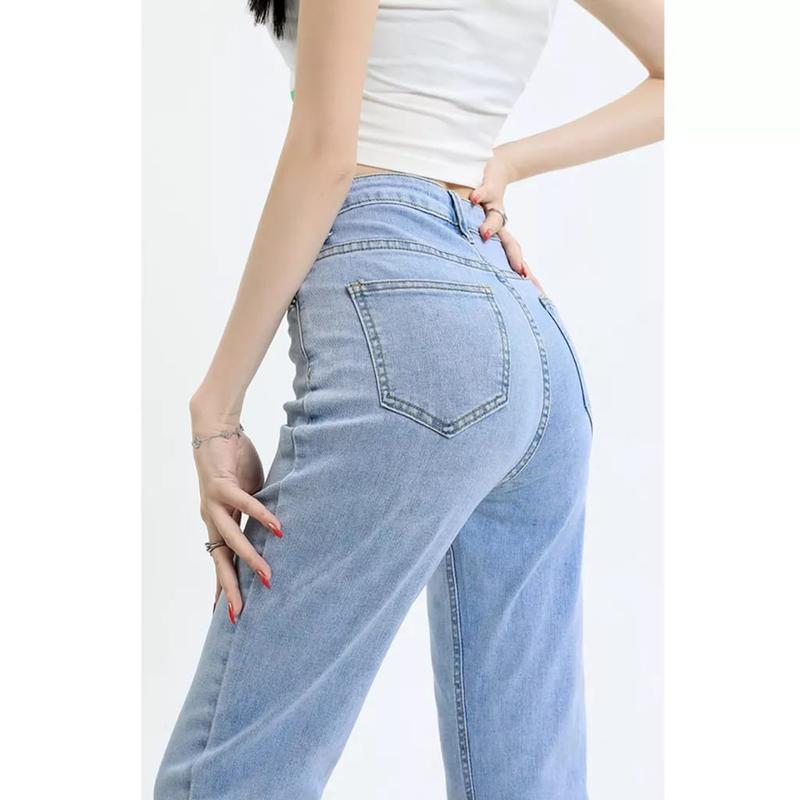 Product Introduction of Kulot Jeans Wanita Highwaist Premium Polos Gaya Korea Style Kekinian Viral Terbaru Boyfriend Jeans High Waist Model Korea Style Highwaist Kulot Jeans Wanita Loose 4
