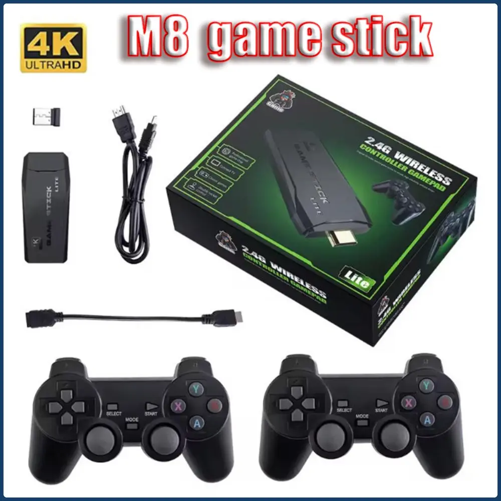 Video Game Console M8 Video Game Console 4K HD Built-in 20000 Games 128GB/64GB/32GB Wireless Controller TV Game Stick Retro Handheld Game Player