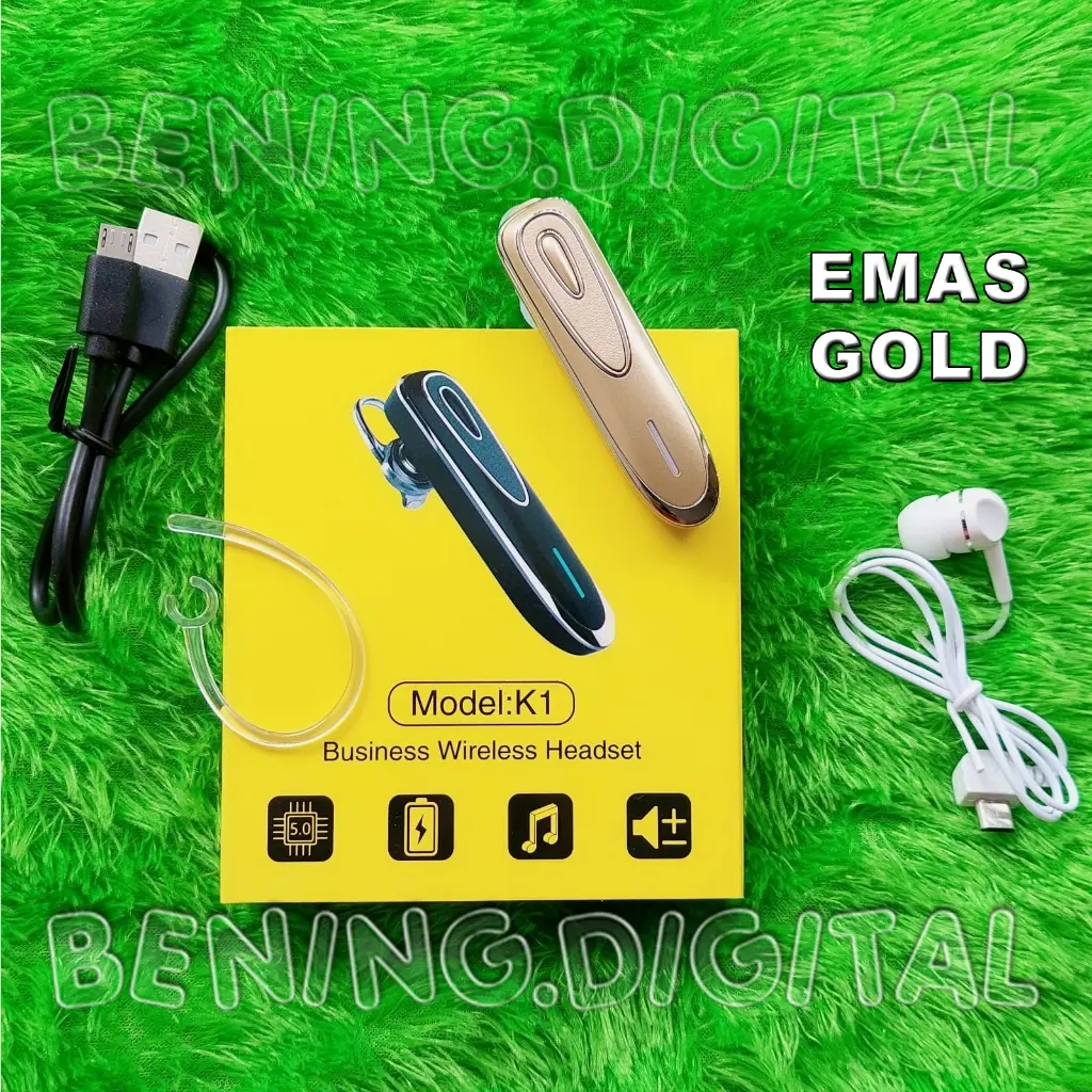 ORIGINAL K1 Wireless Bluetooth Best Seller Taiwan Headset earphone Bluetooth warna Gold Emas Waktu Siaga Panjang Headset Bluetooth headphone Ready Stok headphone