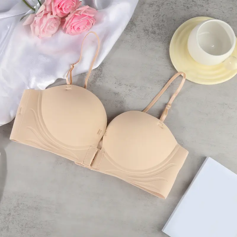 Áo Ngực Đóng Cửa Trước, Hàng Mới Về, Gợi Cảm, Áo Ngực Nâng Ngực Dày 2cm, Không Dây Có Thể Tháo Rời Chống Trượt, Cúp Dày, Liền Mạch, Không Dấu Vết, Áo Ngực Thoải Mái, Thích Hợp Cho Phụ Nữ, Kiểu Trễ Vai, Đồ Lót 8